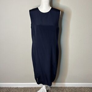 Valerie Stevens Collection navy blue silk sheath dress 10